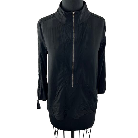 GENERRA Jacket Black Mock Neck Stretch Kangaroo Pocket Half Zip Size Small S - Picture 1 of 9